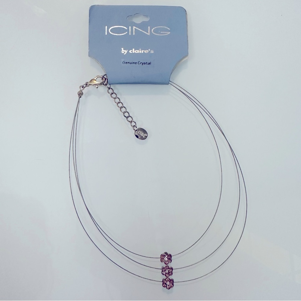 Y2K ICING by Claire’s 3 Strand Wire Choker with Genuine Crystal - Picture 9 of 16